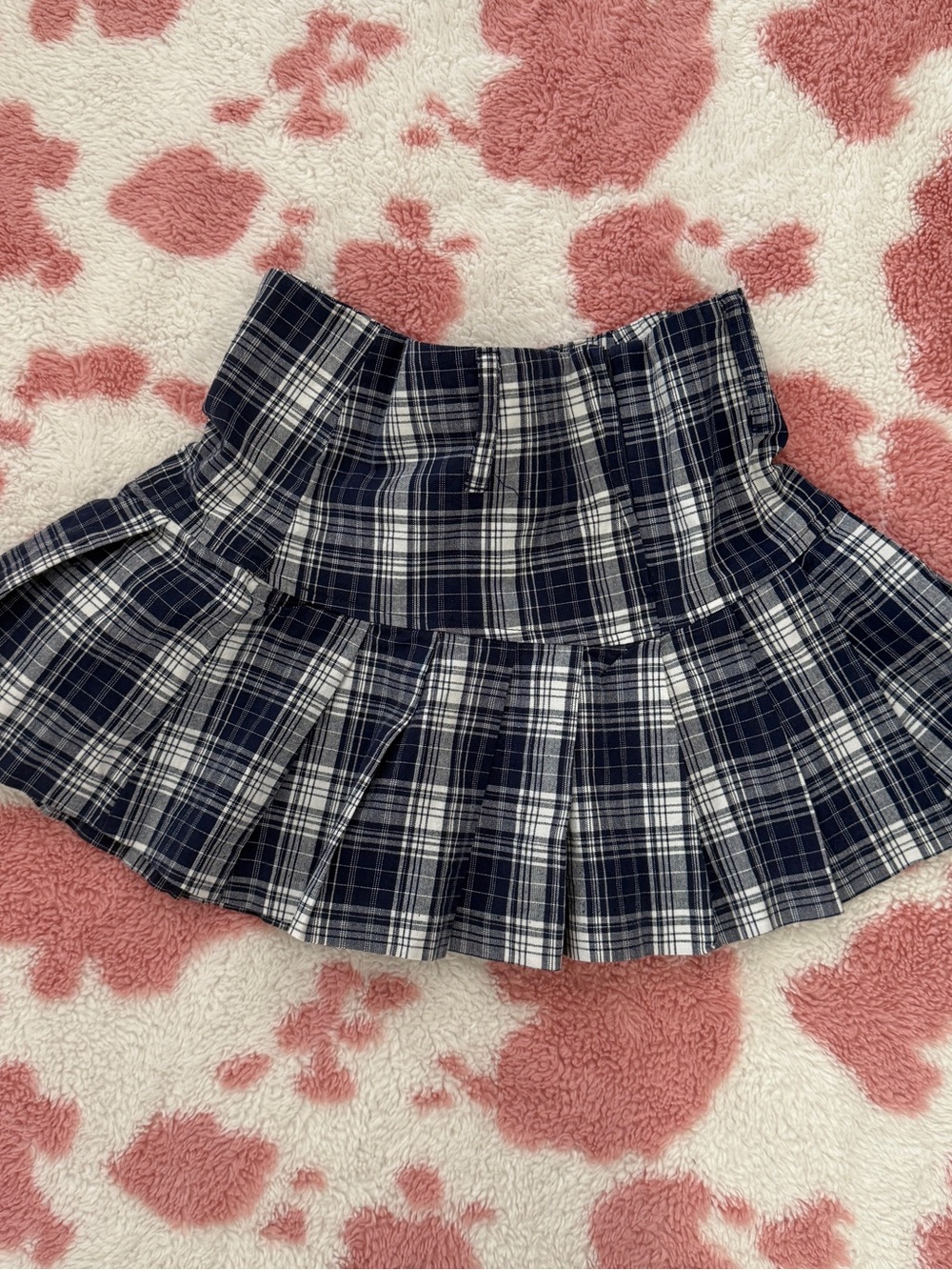 🔥 Y2K Navy Plaid Micro Mini Pleated Skirt Coquette Preppy Schoolgirl Academia S
